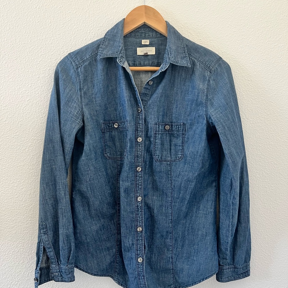 LOFT Casual Indigo Button Down Shirt